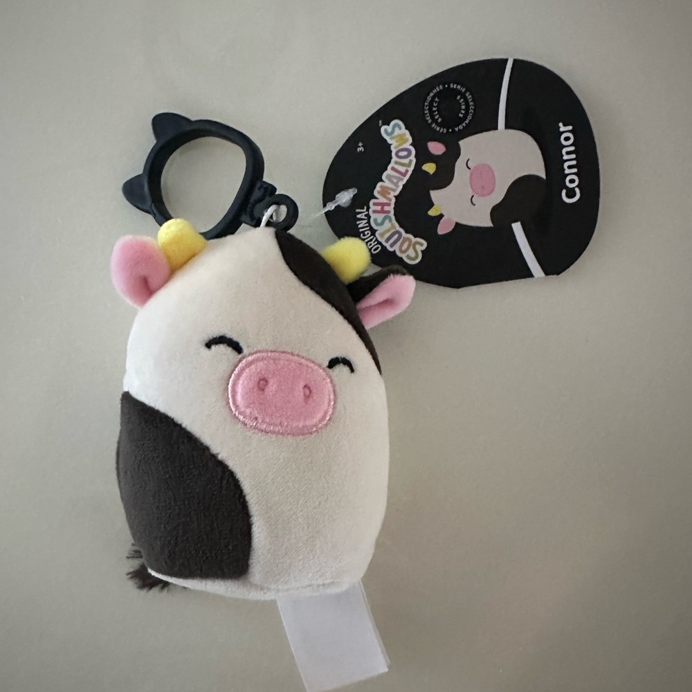Nwt Squishmallow Official Select Series Cow Clip-CONNOR The Cow Keychain
